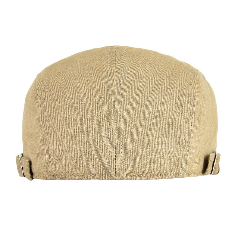 VOBOOM Men Cotton Adjustable Newsboy Beret Ivy Cap Cabbie Flat Hat (Light Brown) - Image 4